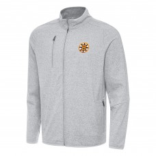 Кофта на молнии Boston Bruins Antigua Heather Gray Raglan Hold-Up Tri-Blend