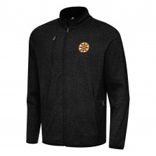 Кофта на молнии Boston Bruins Antigua Heather Black Raglan Hold-Up Tri-Blend