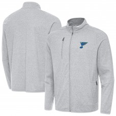 St. Louis Blues Antigua Heather Gray Raglan Hold-Up Full-Zip Tri-Blend Jacket