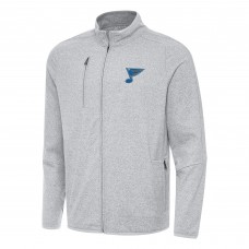 St. Louis Blues Antigua Heather Gray Raglan Hold-Up Full-Zip Tri-Blend Jacket