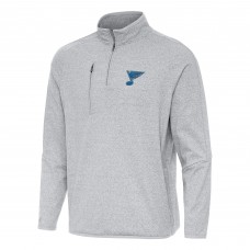 St. Louis Blues Antigua Heather Gray Certain Tri-Blend Quarter-Zip Top