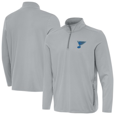 St. Louis Blues Antigua Gray Perilous Quarter-Zip Sweatshirt