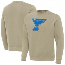 St. Louis Blues Antigua Khaki Victory Pullover Sweatshirt