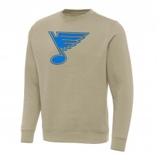St. Louis Blues Antigua Khaki Victory Pullover Sweatshirt