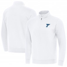 St. Louis Blues Antigua White Victory Quarter-Zip Pullover Top
