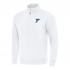 St. Louis Blues Antigua White Victory Quarter-Zip Pullover Top