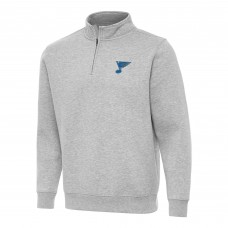 St. Louis Blues Antigua Heather Gray Victory Quarter-Zip Pullover Top