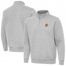 Boston Bruins Antigua Heather Gray Victory Quarter-Zip Pullover Top