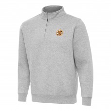 Boston Bruins Antigua Heather Gray Victory Quarter-Zip Pullover Top