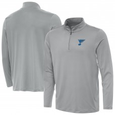St. Louis Blues Antigua Gray Reprocess Quarter-Zip Pullover