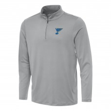 St. Louis Blues Antigua Gray Reprocess Quarter-Zip Pullover