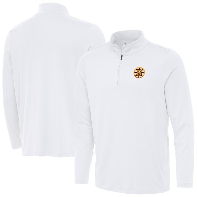 Boston Bruins Antigua White Reprocess Quarter-Zip Pullover