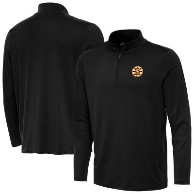 Boston Bruins Antigua Black Reprocess Quarter-Zip Pullover