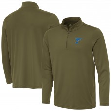 St. Louis Blues Antigua Olive Reprocess Quarter-Zip Pullover