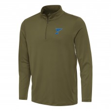 St. Louis Blues Antigua Olive Reprocess Quarter-Zip Pullover