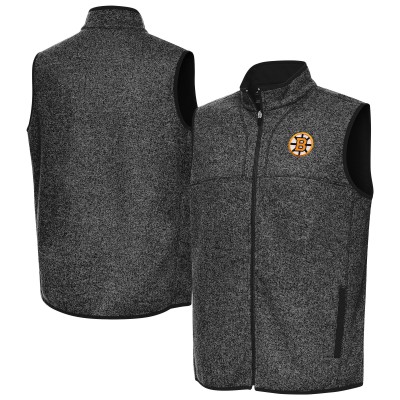 Boston Bruins Antigua Heather Black Fortune Full-Zip Vest