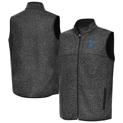 St. Louis Blues Antigua Heather Black Fortune Full-Zip Vest