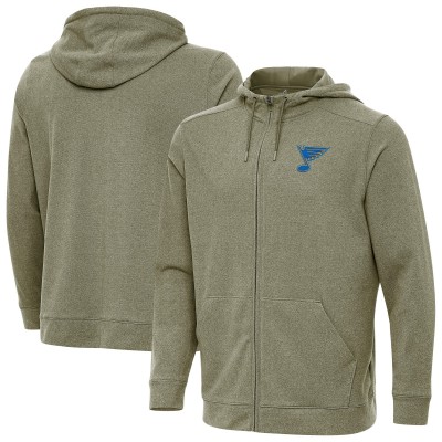 St. Louis Blues Antigua Olive Effortless Full-Zip Hoodie