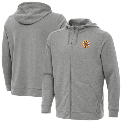 Толстовка на молнии Boston Bruins Antigua Heather Black Effortless
