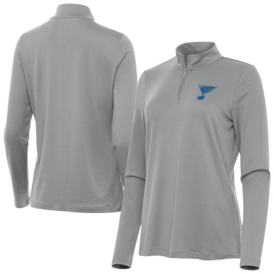 Женская St. Louis Blues Antigua Gray Reprocess Quarter-Zip Pullover