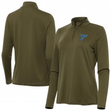 Женская St. Louis Blues Antigua Olive Reprocess Quarter-Zip Pullover