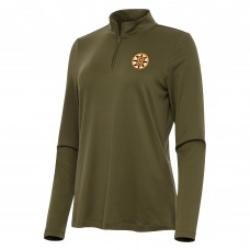 WoBoston Bruins Antigua Olive Reprocess Quarter-Zip Pullover