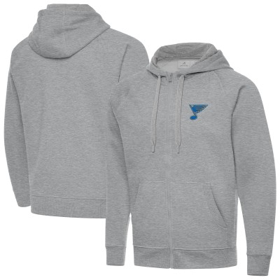 St. Louis Blues Antigua Heather Gray Victory Full-Zip Hoodie