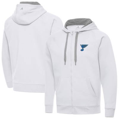 St. Louis Blues Antigua White Victory Full-Zip Hoodie