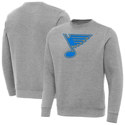 St. Louis Blues Antigua Heather Gray Victory Tall Pullover Sweatshirt