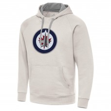 Winnipeg Jets Antigua Cream Big Logo Victory Pullover Hoodie