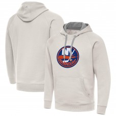 New York Islanders Antigua Cream Big Logo Victory Pullover Hoodie