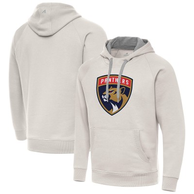Florida Panthers Antigua Cream Big Logo Victory Pullover Hoodie