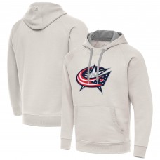 Columbus Blue Jackets Antigua Cream Big Logo Victory Pullover Hoodie