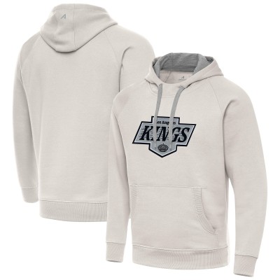 Los Angeles Kings Antigua Cream Big Logo Victory Pullover Hoodie