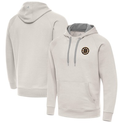 Boston Bruins Antigua Cream Victory Pullover Hoodie