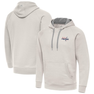 Washington Capitals Antigua Cream Victory Pullover Hoodie