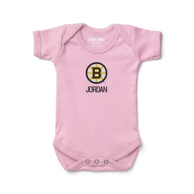 Newborn & Малышам Boston Bruins Chad & Jake Light Pink Personalized Bodysuit