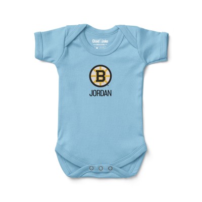 Newborn & Малышам Boston Bruins Chad & Jake Light Blue Personalized Bodysuit