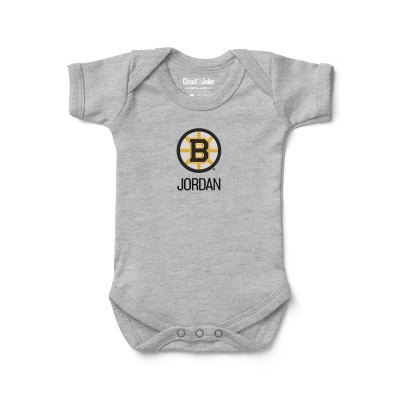 Newborn & Малышам Boston Bruins Chad & Jake Heather Gray Personalized Bodysuit