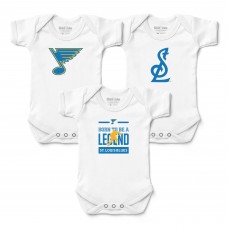Newborn & Малышам St. Louis Blues Chad & Jake White Three-Piece Bodysuit Set