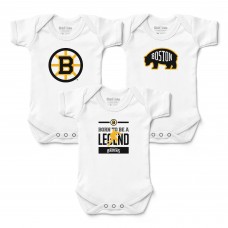 Newborn & Малышам Boston Bruins Chad & Jake White Three-Piece Bodysuit Set