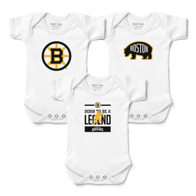 Newborn & Малышам Boston Bruins Chad & Jake White Three-Piece Bodysuit Set