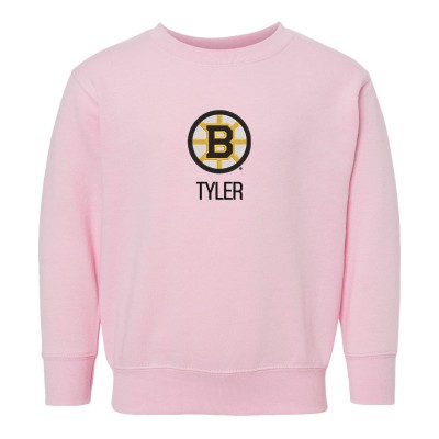 Toddler Boston Bruins Chad & Jake Pink Personalized Pullover Sweatshirt