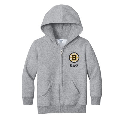 Toddler Boston Bruins Chad & Jake Heather Gray Personalized Full-Zip Sweatshirt