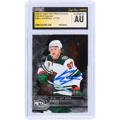Kirill Kaprizov Minnesota Wild Autographed 2020-21 Upper Deck Metal Universe #125 CGC Fanatics Witnessed Authenticated Rookie Card