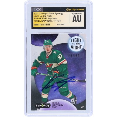 Kirill Kaprizov Minnesota Wild Autographed 2023-24 Upper Deck Synergy Light Up the Night #LN-KK #/899 CGC Fanatics Witnessed Authenticated Card