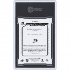 Pavel Mintyukov Anaheim Ducks Autographed 2023-24 Upper Deck The Cup SP Authentic Rookie Masterpieces Cyan Printing Plate #SPA-RFWA-PM #1/1 SGC Authenticated 8.5 Rookie Card