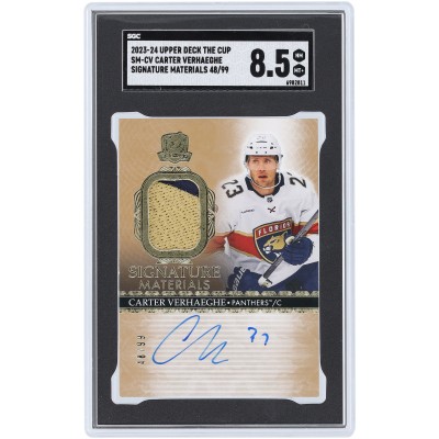 Carter Verhaeghe Florida Panthers Autographed 2023-24 Upper Deck The Cup Signature Materials Dual-Color Relic #SM-CV #48/99 SGC Authenticated 8.5 Card