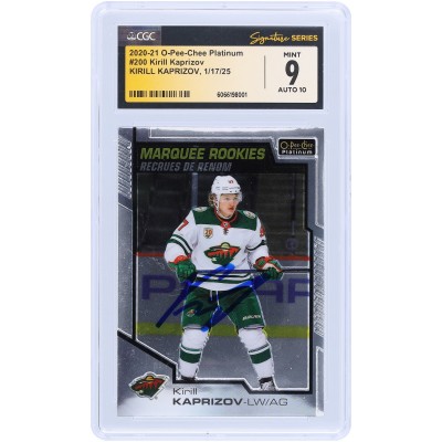Kirill Kaprizov Minnesota Wild Autographed 2020-21 Upper Deck O-Pee-Chee Platinum Marquee Rookies #200 CGC Fanatics Witnessed Authenticated 9/10 Rookie Card