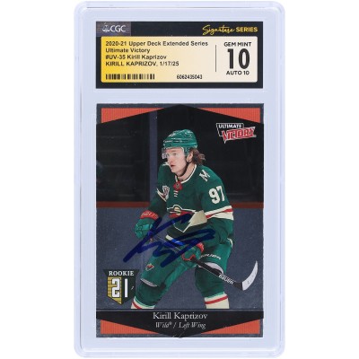 Kirill Kaprizov Minnesota Wild Autographed 2020-21 Upper Deck Extended Series Ultimate Victory #UV-35 CGC Fanatics Witnessed Authenticated 10/10 Rookie Card